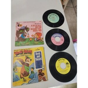 Vintage Disneyland Peter Pan Yogi Bear Book and Record Story Vinyls